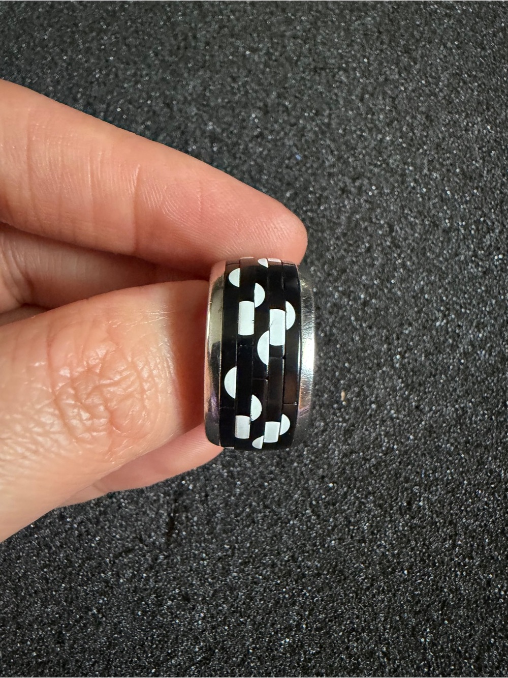 Swatch Bijoux puzzle rubik’s cube ring size 7 black white print polka dots